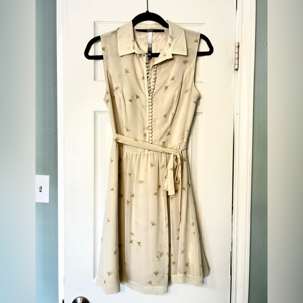 Kensie Button Up Cream Dress